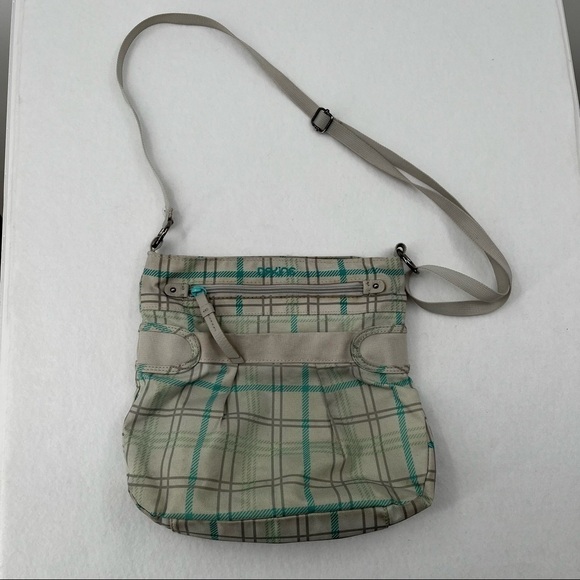 DAKINE Womens crossbody shoulder bag purse white/blue plaid - Picture 1 of 10